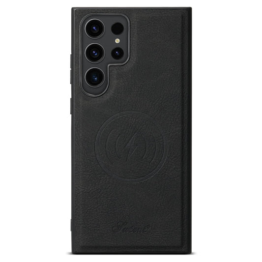 Pour Samsung Galaxy S24 Ultra 5G Étui de téléphone arrière portefeuille détachable en cuir texturé Litchi Suteni H16 (Noir)