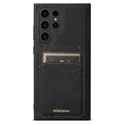 For Samsung Galaxy S24 Ultra 5G Suteni H16 Litchi Texture Leather Detachable Wallet Back Phone Case(Black)