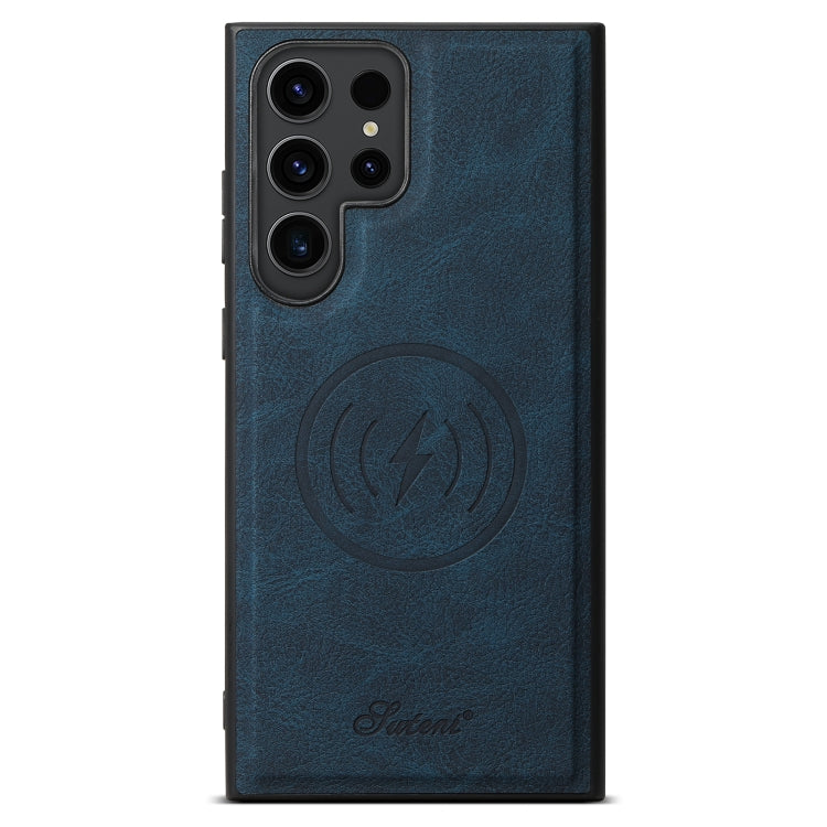 Pour Samsung Galaxy S24 Ultra 5G Étui de téléphone arrière portefeuille détachable en cuir texturé Litchi Suteni H16 (Bleu)