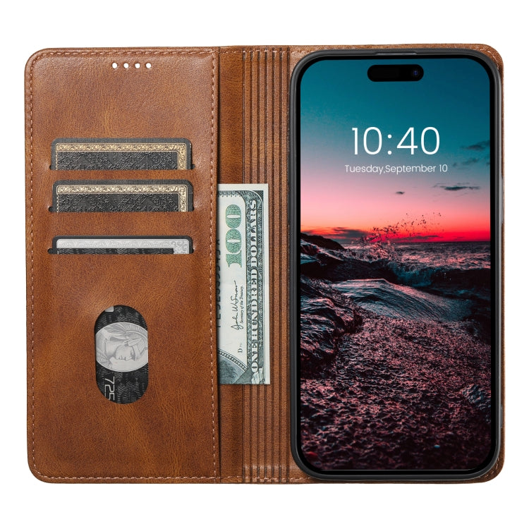 For iPhone 15 Pro Suteni J02 Oil Wax Wallet Leather Phone Case(Brown)