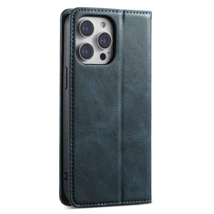 For iPhone 15 Pro Suteni J02 Oil Wax Wallet Leather Phone Case(Blue)