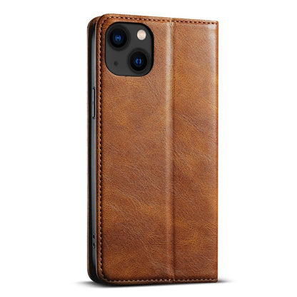 For iPhone 15 Plus Suteni J02 Oil Wax Wallet Leather Phone Case(Brown)