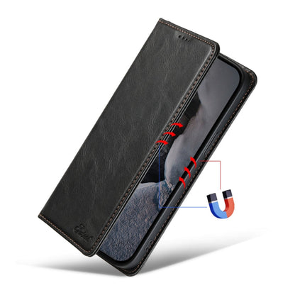 For iPhone 15 Suteni J02 Oil Wax Wallet Leather Phone Case(Black)