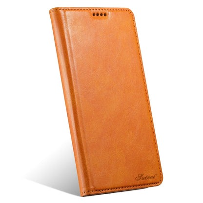 For iPhone 15 Suteni J02 Oil Wax Wallet Leather Phone Case(Khaki)