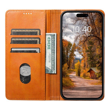 For iPhone 15 Suteni J02 Oil Wax Wallet Leather Phone Case(Khaki)