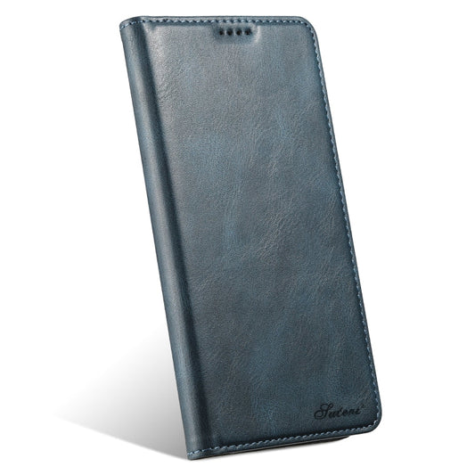 For iPhone 15 Suteni J02 Oil Wax Wallet Leather Phone Case(Blue)