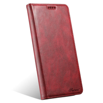 For iPhone 14 Plus Suteni J02 Oil Wax Wallet Leather Phone Case(Red)