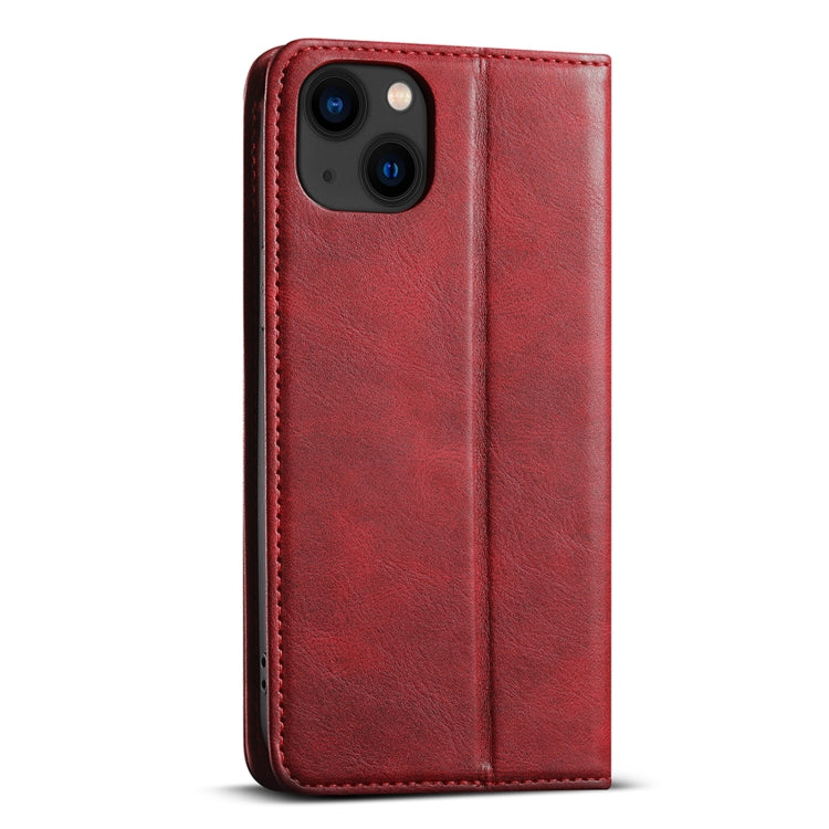For iPhone 14 Plus Suteni J02 Oil Wax Wallet Leather Phone Case(Red)