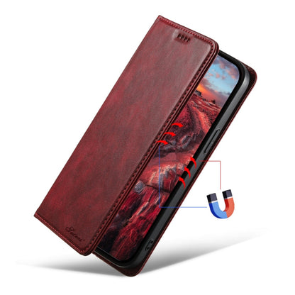 For iPhone 14 Plus Suteni J02 Oil Wax Wallet Leather Phone Case(Red)