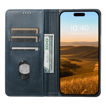 Pour iPhone 14 Plus Étui portefeuille en cuir huilé Suteni J02 (bleu)