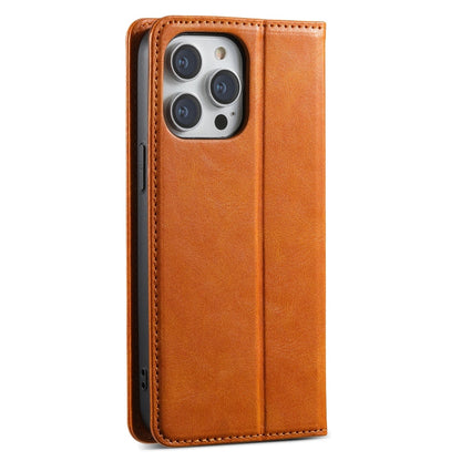 For iPhone 14 Pro Suteni J02 Oil Wax Wallet Leather Phone Case(Khaki)