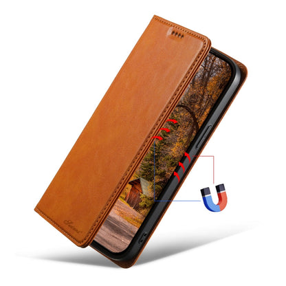 For iPhone 14 Pro Max Suteni J02 Oil Wax Wallet Leather Phone Case(Khaki)