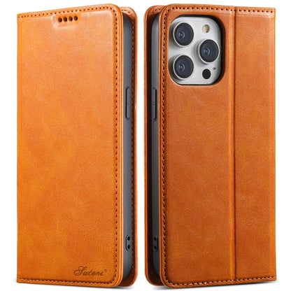 For iPhone 12 Pro Max Suteni J02 Oil Wax Wallet Leather Phone Case(Khaki)