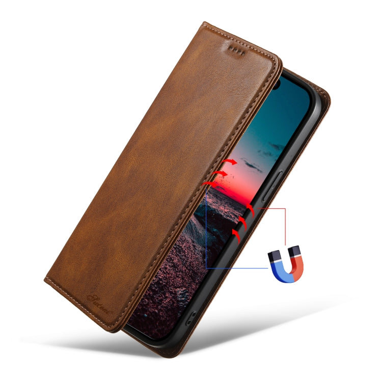 For iPhone 12 / 12 Pro Suteni J02 Oil Wax Wallet Leather Phone Case(Brown)
