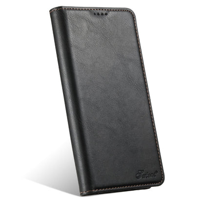 For iPhone 16 Suteni J02 Oil Wax Wallet Leather Phone Case(Black)