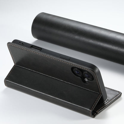 For iPhone 16 Suteni J02 Oil Wax Wallet Leather Phone Case(Black)
