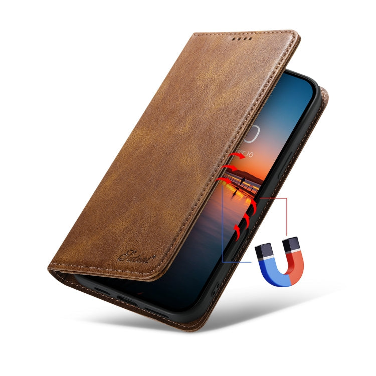 For iPhone 16 Suteni J02 Oil Wax Wallet Leather Phone Case(Brown)