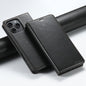 Pour iPhone 16 Pro Étui portefeuille en cuir huilé Suteni J02 (Noir)