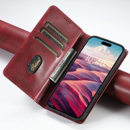 For iPhone 16 Pro Suteni J02 Oil Wax Wallet Leather Phone Case(Red)