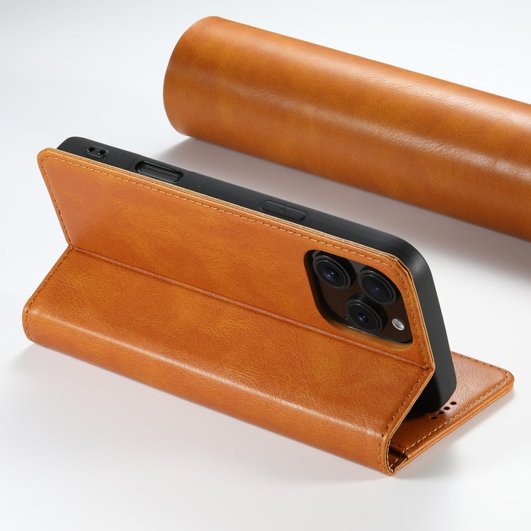 For iPhone 16 Pro Suteni J02 Oil Wax Wallet Leather Phone Case(Khaki)