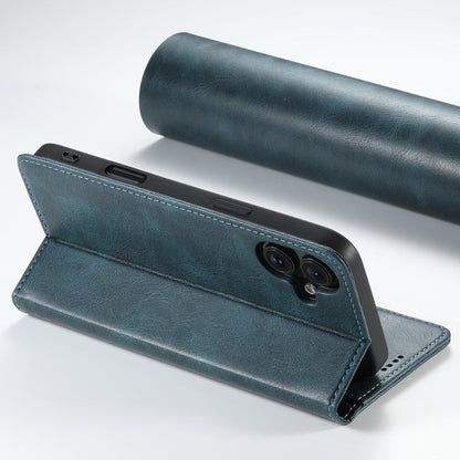 For iPhone 16 Plus Suteni J02 Oil Wax Wallet Leather Phone Case(Blue)