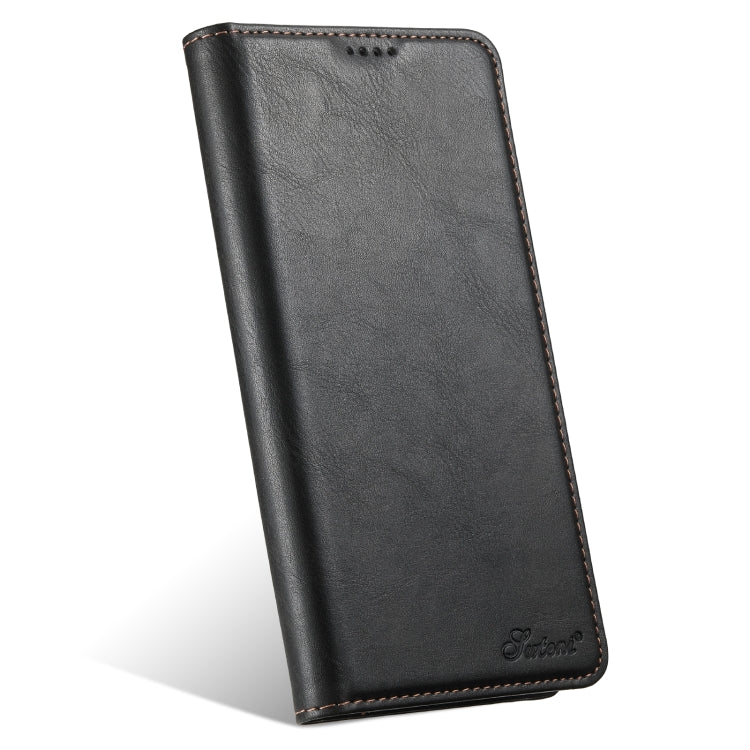 For iPhone 16 Pro Max Suteni J02 Oil Wax Wallet Leather Phone Case(Black)