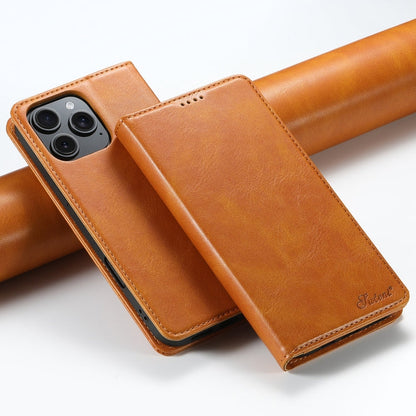 Pour étui de téléphone en cuir portefeuille Suteni J02 en cuir ciré pour iPhone 16 Pro Max (kaki)