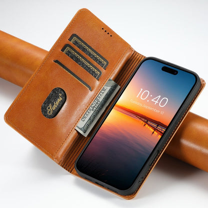 Pour étui de téléphone en cuir portefeuille Suteni J02 en cuir ciré pour iPhone 16 Pro Max (kaki)
