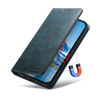 For iPhone 16 Pro Max Suteni J02 Oil Wax Wallet Leather Phone Case(Blue)