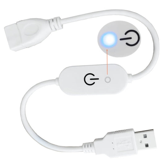 JUNSUNMAY USB LED Touch Inline Dimmer Switch Controller for Single Color, Length 30cm(White)