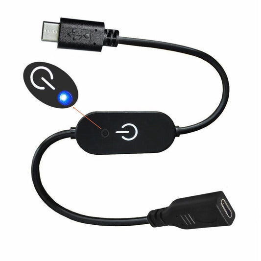 Type-C Male to Female LED Touch Inline Dimmer Switch Controller for Single Color, Length 30cm(Black)