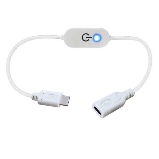 Type-C Male to Female LED Touch Inline Dimmer Switch Controller for Single Color, Length 30cm(White)