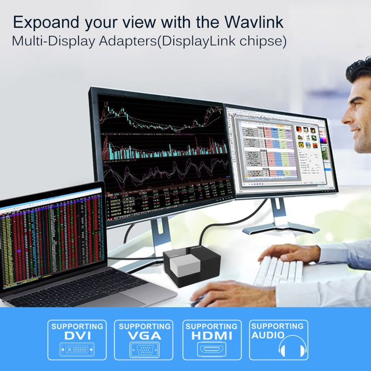 WAVLINK WL-UG39DK3 Fast Charging Gigabit Ethernet Dual Display Video Dock USB 3.0 Hub, Plug:US Plug