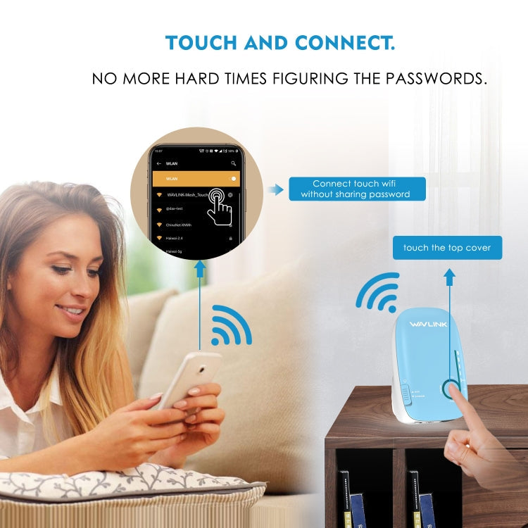 WAVLINK WS-WN576A2 AC750 Household WiFi Router Network Extender Dual Band Wireless Repeater, Plug:UK Plug