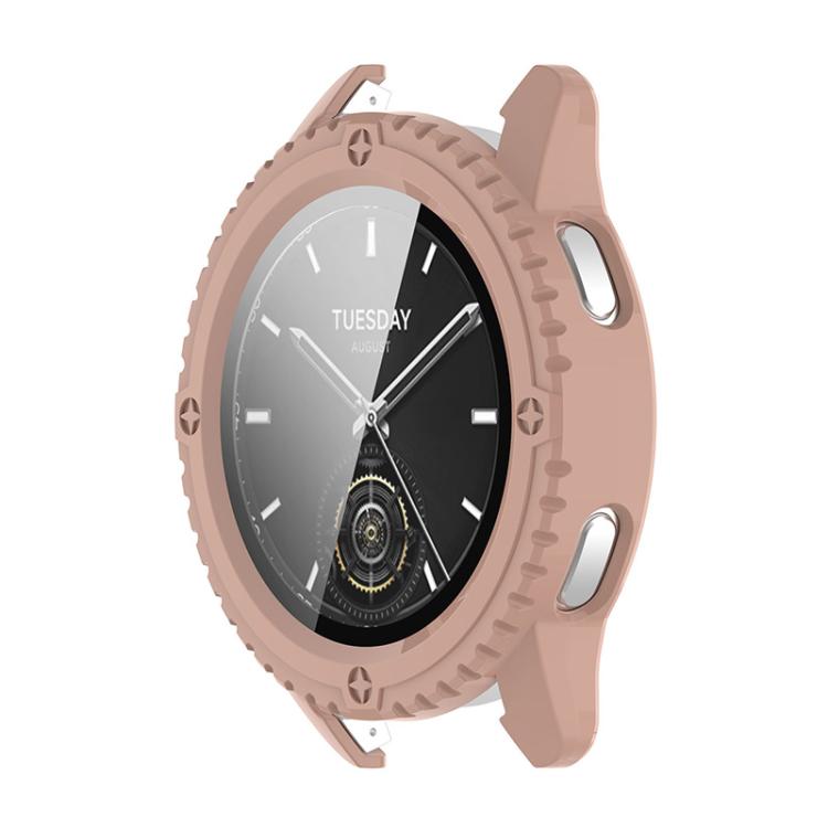 Pour Xiaomi Watch S3 ENKAY Hat-Prince Film de protection d'écran en verre trempé à couverture complète intégré avec coque de protection en PC (rose)