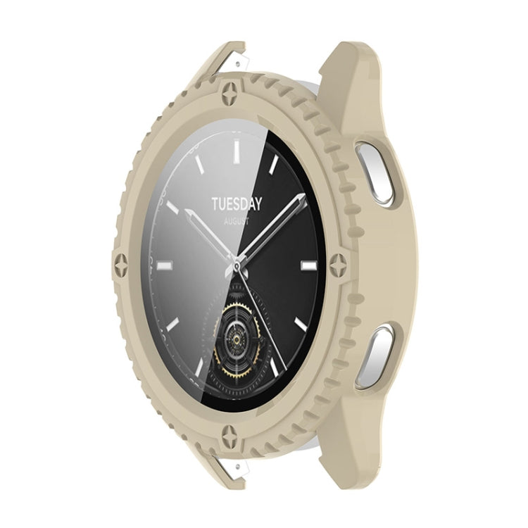 Pour Xiaomi Watch S3 ENKAY Hat-Prince Film en verre trempé à couverture complète, coque de protection intégrée en PC (Blanc ivoire)