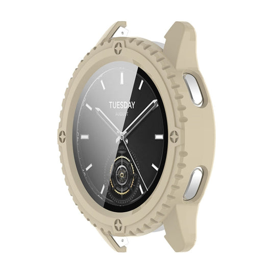 For Xiaomi Watch S3 ENKAY Hat-Prince Full Coverage Tempered Glass Film Integrated PC Watch Cover(Ivory White)