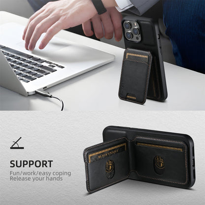 For iPhone 16 Suteni H02 Leather Wallet Stand Back Phone Case(Black)