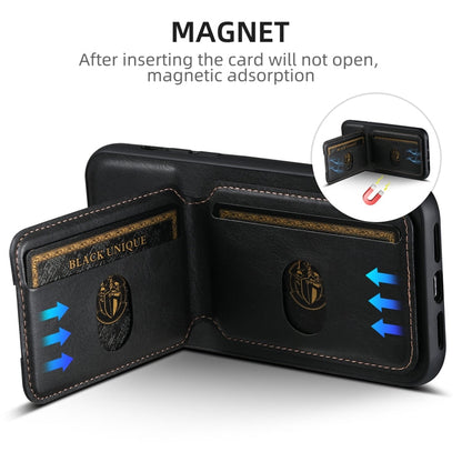 For iPhone 16 Suteni H02 Leather Wallet Stand Back Phone Case(Black)