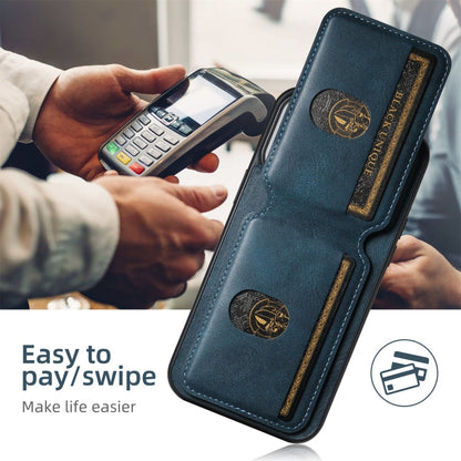 For iPhone 16 Pro Max Suteni H02 Leather Wallet Stand Back Phone Case(Blue)