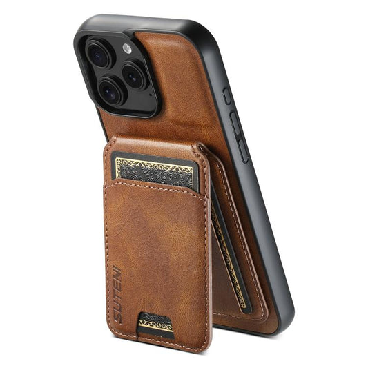 For iPhone 17e / 16e Suteni H02 Leather Wallet Stand Back Phone Case(Brown)
