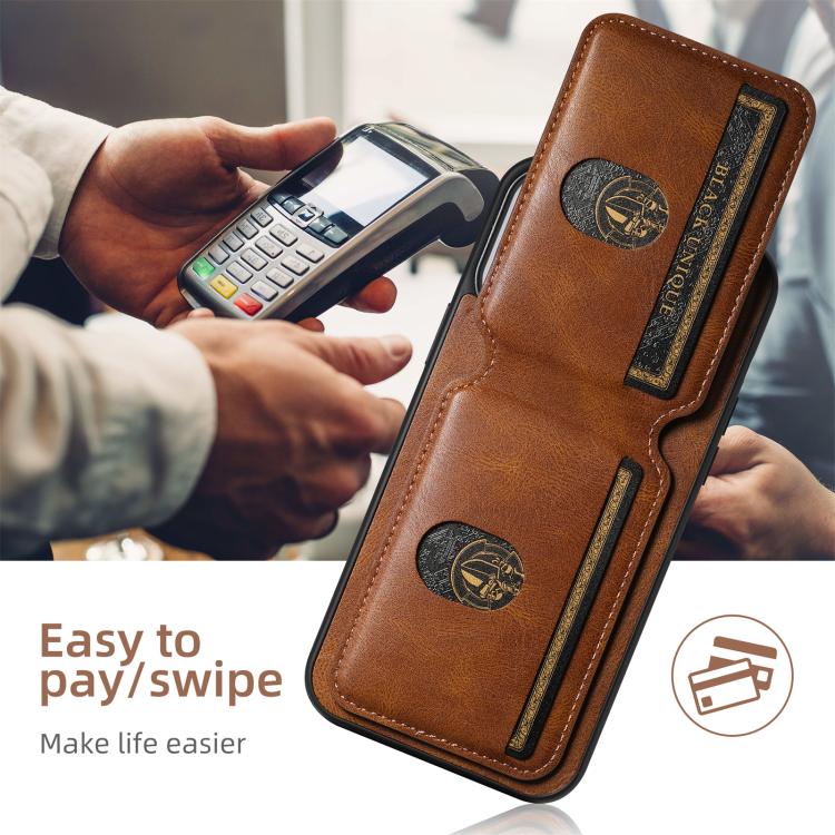 For iPhone 17e / 16e Suteni H02 Leather Wallet Stand Back Phone Case(Brown)