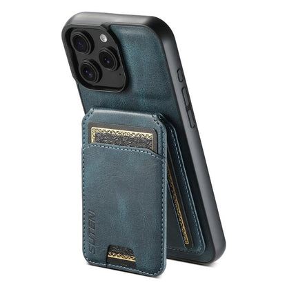 For iPhone 17e / 16e Suteni H02 Leather Wallet Stand Back Phone Case(Blue)
