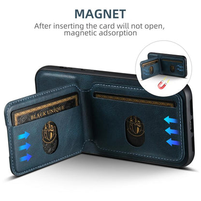 For iPhone 17e / 16e Suteni H02 Leather Wallet Stand Back Phone Case(Blue)