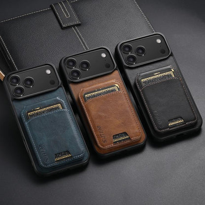 For iPhone 16 Plus Suteni H02 Leather Wallet Stand Back Phone Case(Black)
