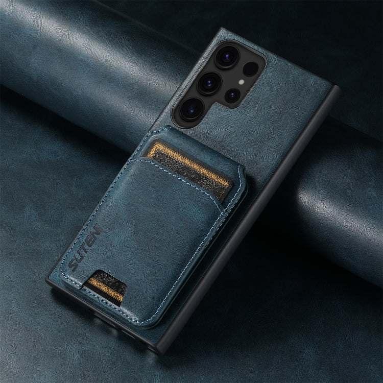 Pour Samsung Galaxy S23+ 5G Suteni H02 Étui portefeuille en cuir avec support arrière (Bleu)