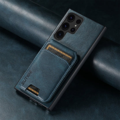 Pour Samsung Galaxy S23+ 5G Suteni H02 Étui portefeuille en cuir avec support arrière (Bleu)