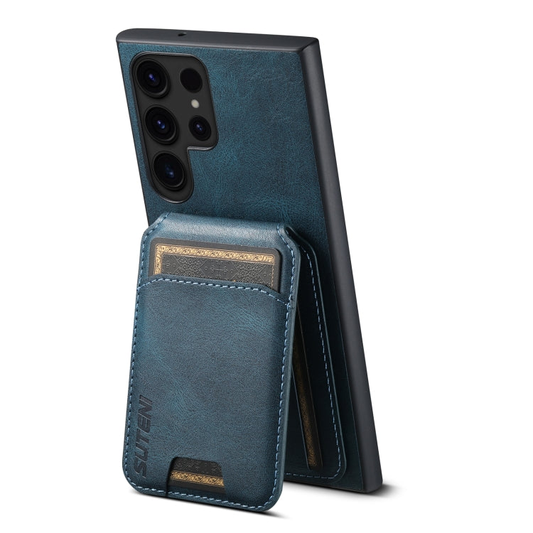 Pour Samsung Galaxy S23+ 5G Suteni H02 Étui portefeuille en cuir avec support arrière (Bleu)