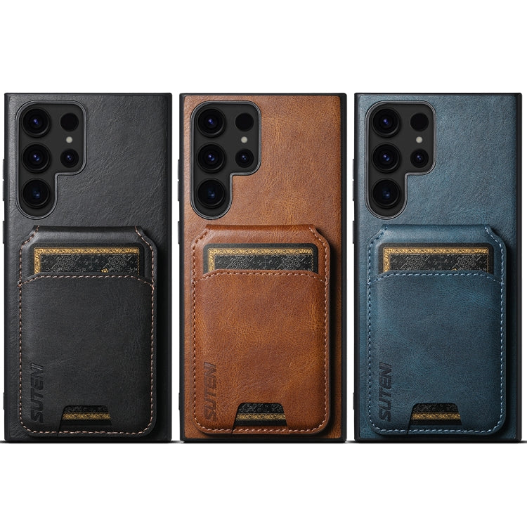 Pour Samsung Galaxy S23+ 5G Suteni H02 Étui portefeuille en cuir avec support arrière (Bleu)