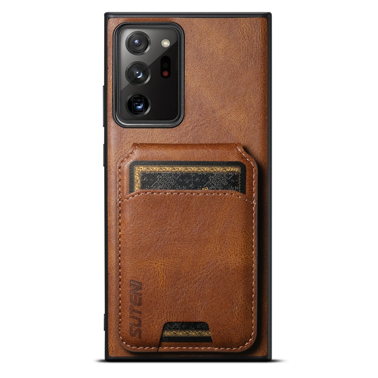Pour étui de téléphone arrière à rabat en cuir avec béquille Suteni H02 pour Samsung Galaxy Note20 Ultra 5G (marron)